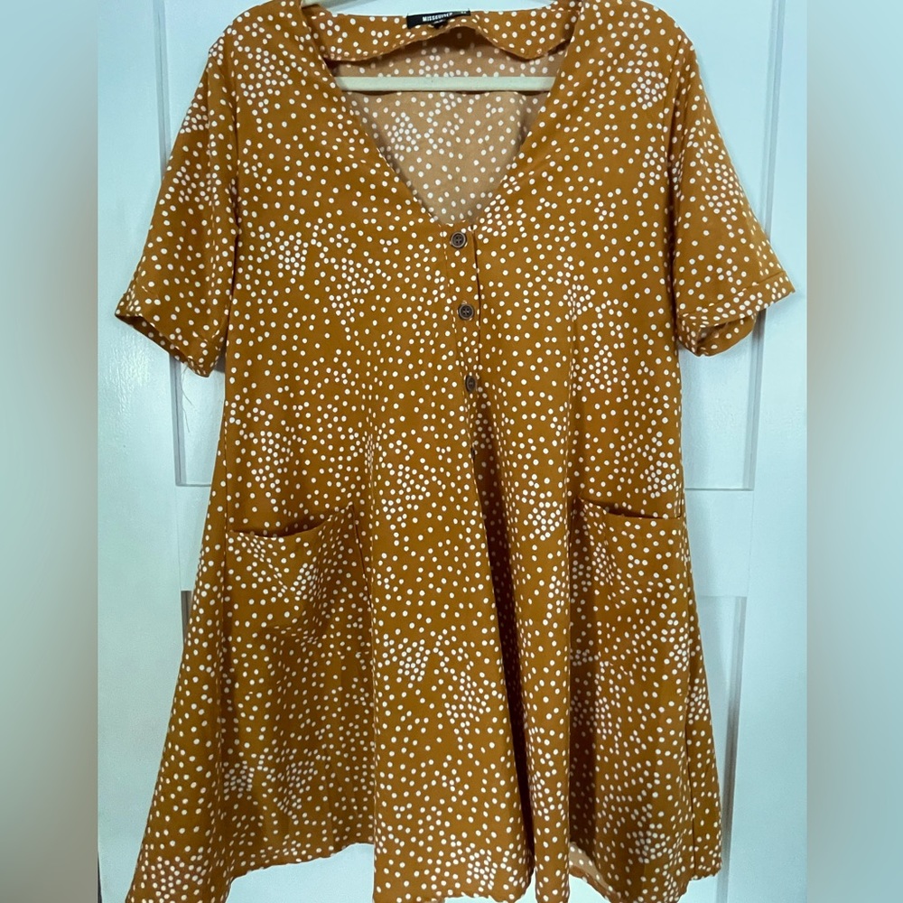 Missguided Orange Polka dot skater dress